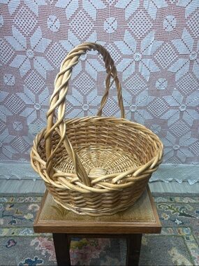 Vintage Woven Wicker Basket | Twisted Handle | Cottagecore Boho